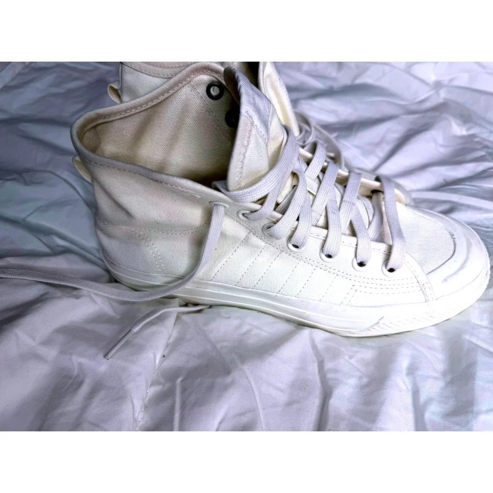Adidas Nizza High Top Sneakers Off White Cream Canvas Mens 8 Women 9 GV7608